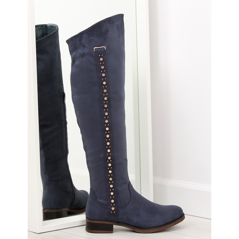 Overknee-Stiefel, marineblau 990-PG blau navy blau