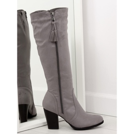 Grau Hochhackige Stiefel 158-GG grau