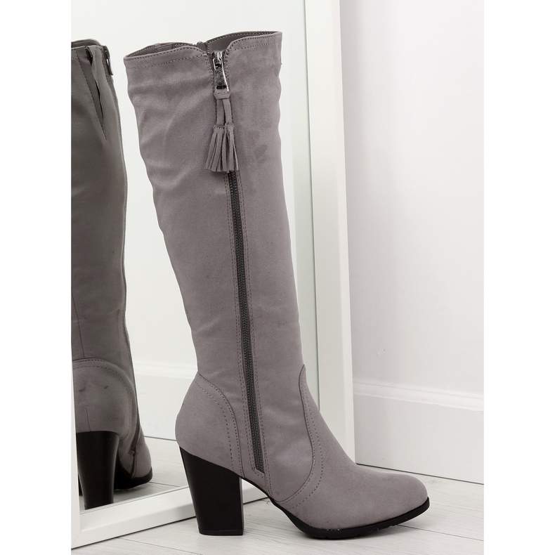 Grau Hochhackige Stiefel 158-GG grau