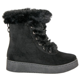 Schwarze, gebundene Schneestiefel