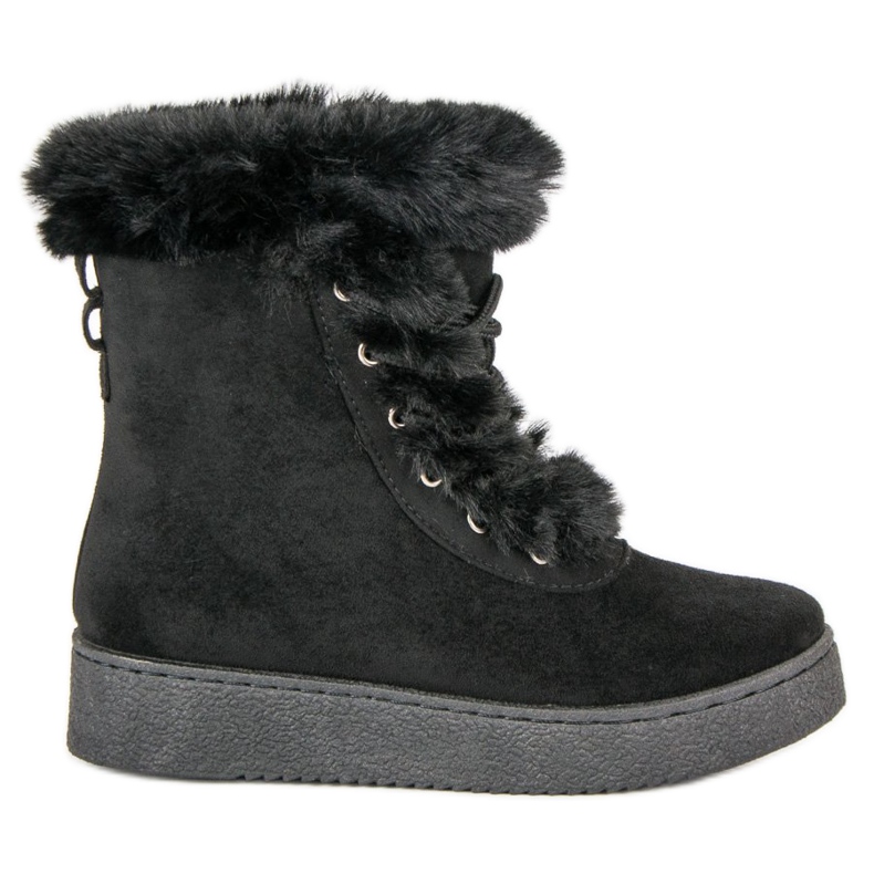 Schwarze, gebundene Schneestiefel