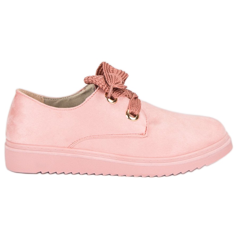 Schnürsneaker aus Wildleder rosa