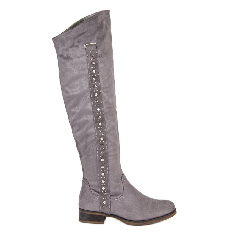 Super Me Wildlederstiefel mit flachen Absätzen grau