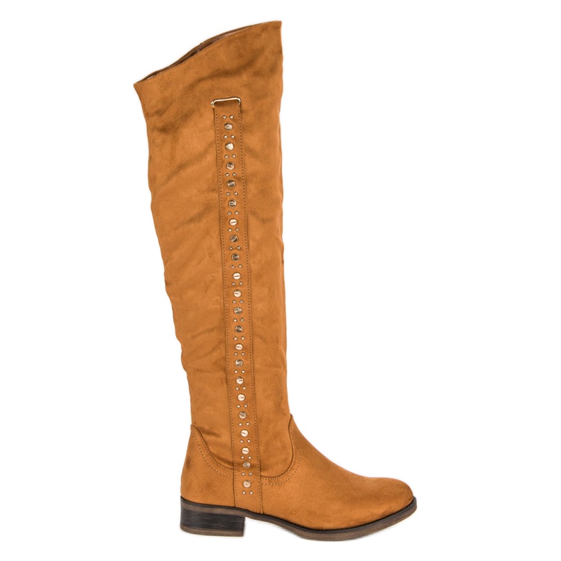 Super Me Wildlederstiefel mit flachen Absätzen braun