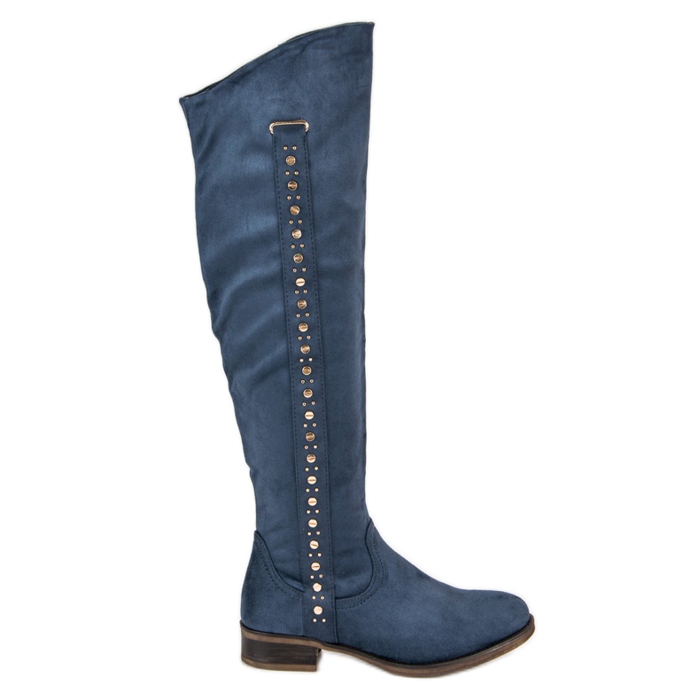 Super Me Wildlederstiefel mit flachen Absätzen blau