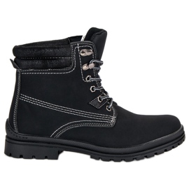 Schwarz gebundene Wanderschuhe