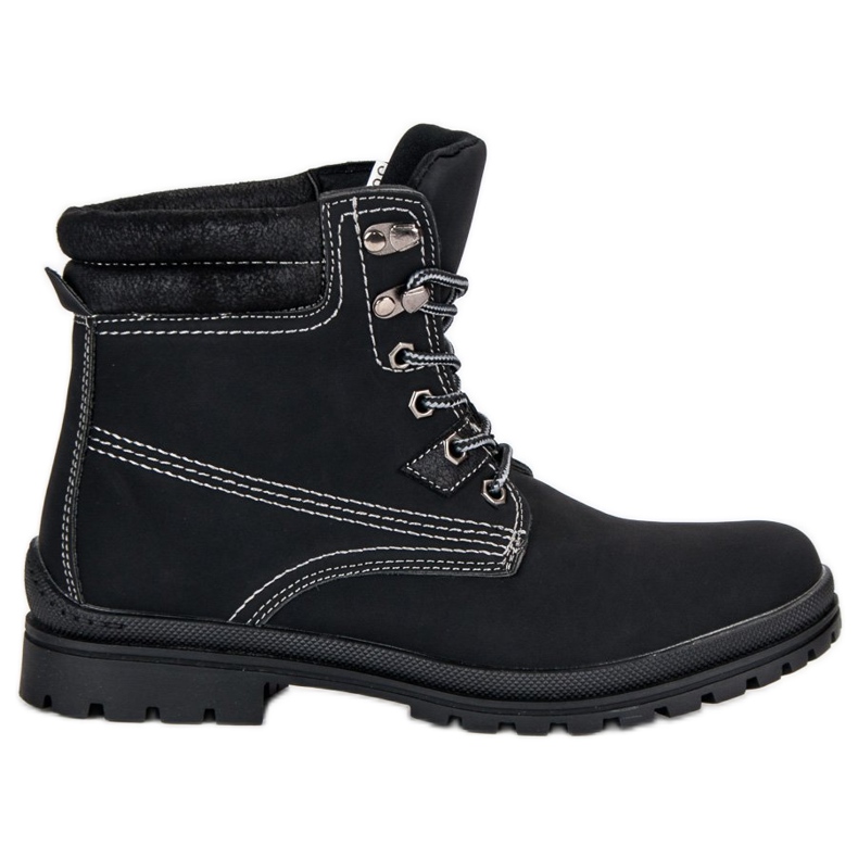 Schwarz gebundene Wanderschuhe