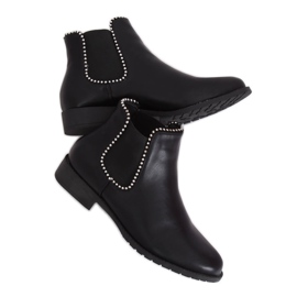 Schwarze Chelsea Boots mit Perlen Q-30 Schwarz