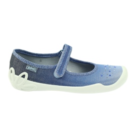 Mädchen Hausschuhe Pailletten Befado 114y316 blau grau navy blau