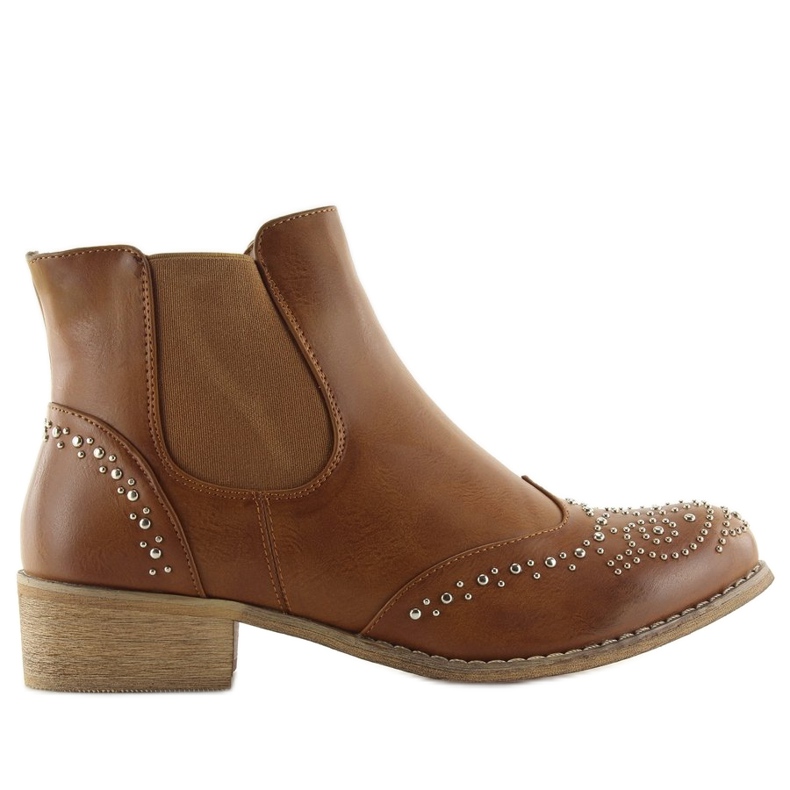 Braune Chelsea Boots mit Nieten, braun Ka16-160sl Camel
