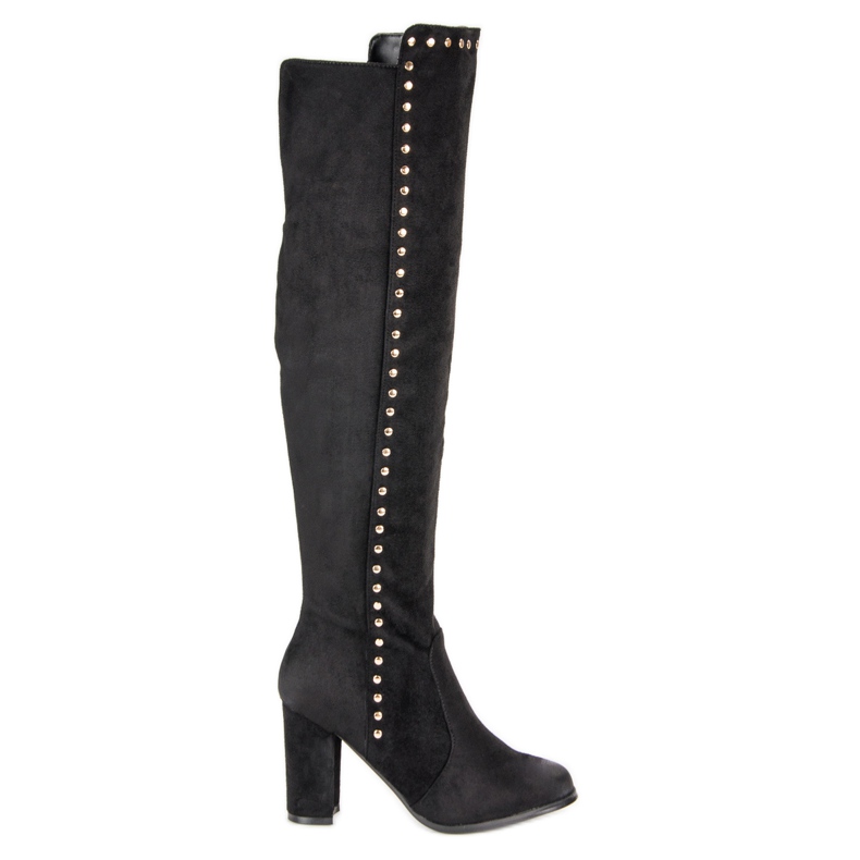 Elegante VINCEZA Overknee-Stiefel aus Wildleder schwarz