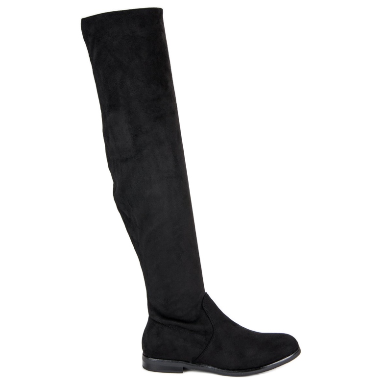 Super Me Schwarze Overknee-Stiefel aus Wildleder