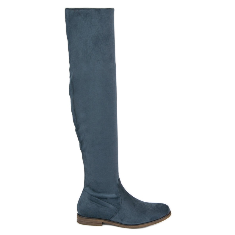 Super Me Blaue Overknee-Stiefel aus Wildleder