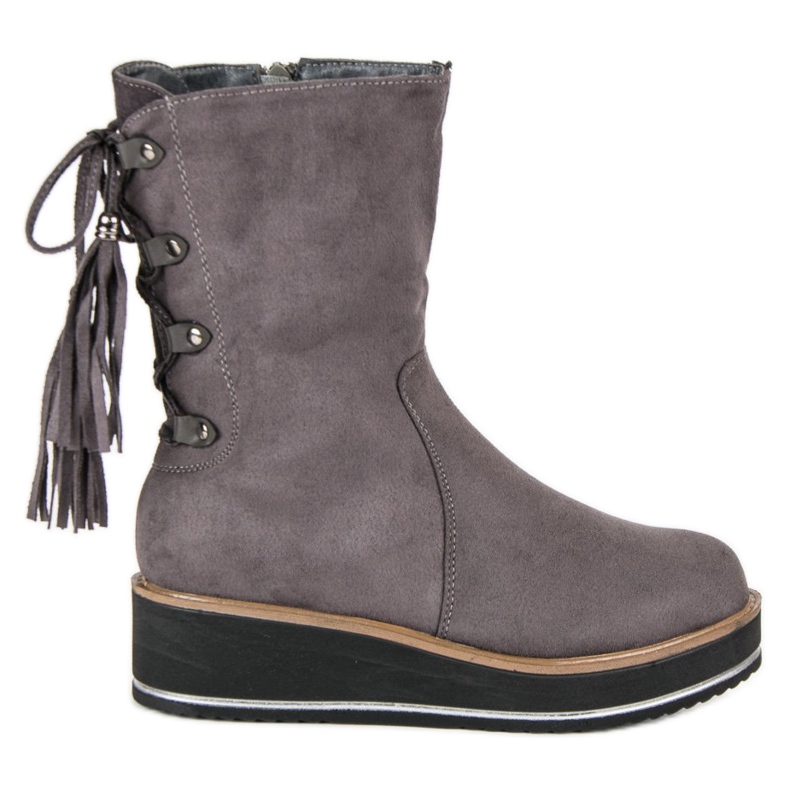 Forever Folie Ankle Boots aus Wildleder mit Keilabsatz grau