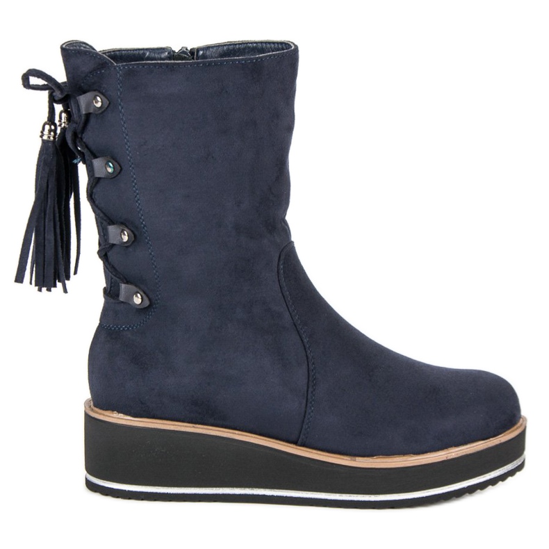 Forever Folie Ankle Boots aus Wildleder mit Keilabsatz blau