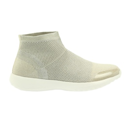 American Club Amerikanische Sportschuhe für Damen 17044 beige silber- gelb