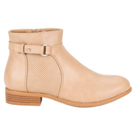 Abloom Beige Stiefeletten mit Reißverschluss schwarz braun
