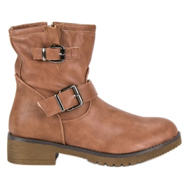 Encor Braune Bikerstiefel