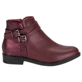 Anesia Paris Damen niedrige Stiefel rot