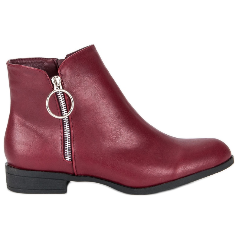 Anesia Paris Burgunder Stiefel auf flachem Absatz rot