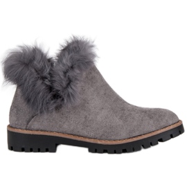 Forever Folie Ankle Boots aus Wildleder zum Hineinschlüpfen grau