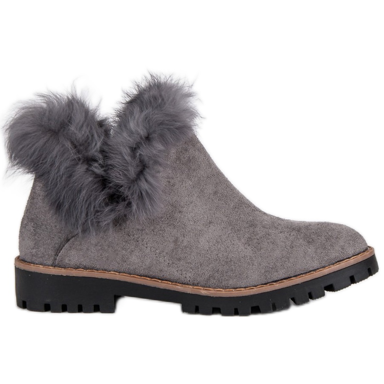 Forever Folie Ankle Boots aus Wildleder zum Hineinschlüpfen grau