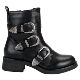 Ideal Shoes Modische Stiefel für den Herbst schwarz