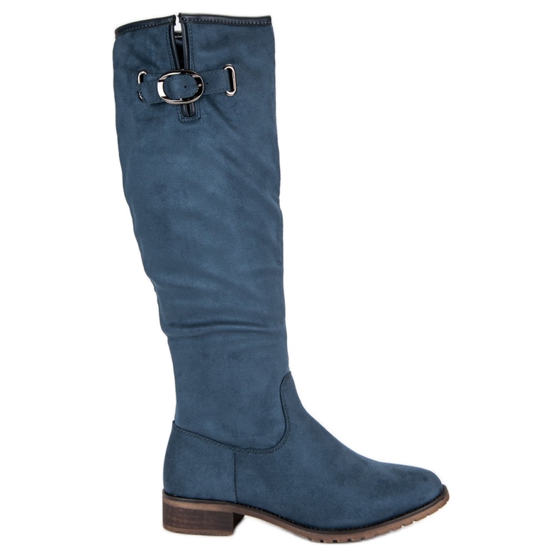 Super Me Klassische Wildlederstiefel blau