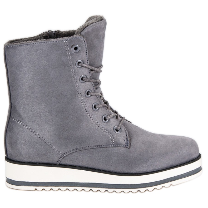 Warme, gebundene Stiefeletten grau