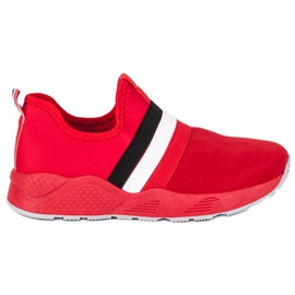 Rote Turnschuhe zum Hineinschlüpfen