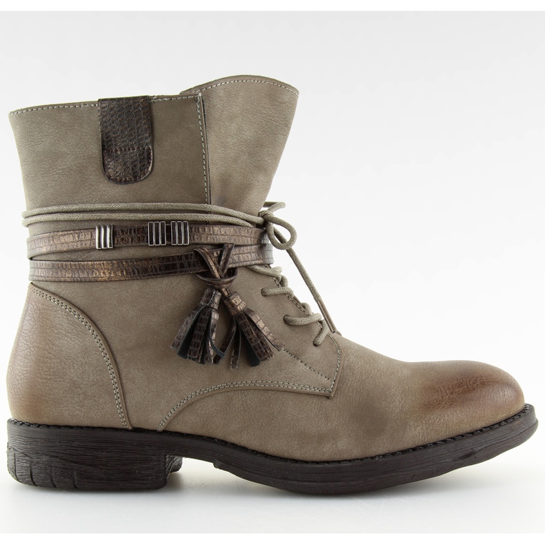 Beige und braune Damenstiefel BH52-KB khaki