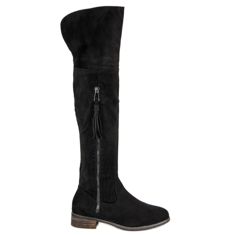 Queentina Boho Wildlederstiefel schwarz