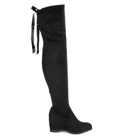 Bestelle Schwarze Oberschenkelstiefel auf Keil