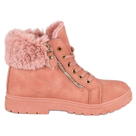 Warme, gebundene Stiefeletten rosa