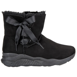Lemax Stylische Schneestiefel mit Fell schwarz