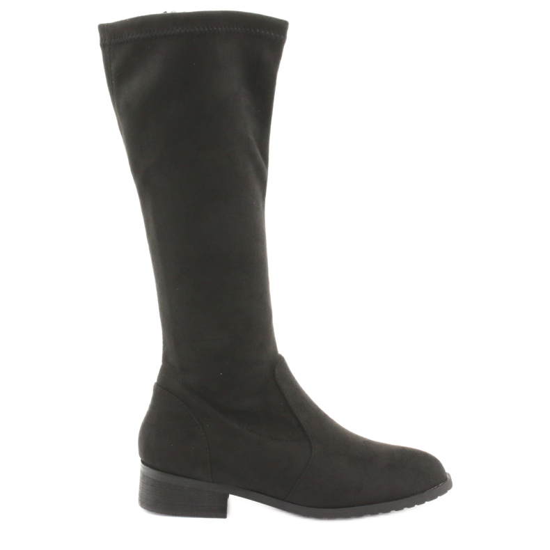 M.Daszyński Schwarze Stretch-Stiefel mit flachem Absatz MR1602