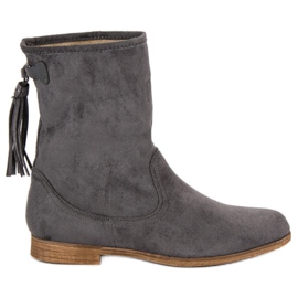Weide Boho Wildleder Stiefeletten grau