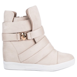 Beige Sneakers mit Keilabsatz