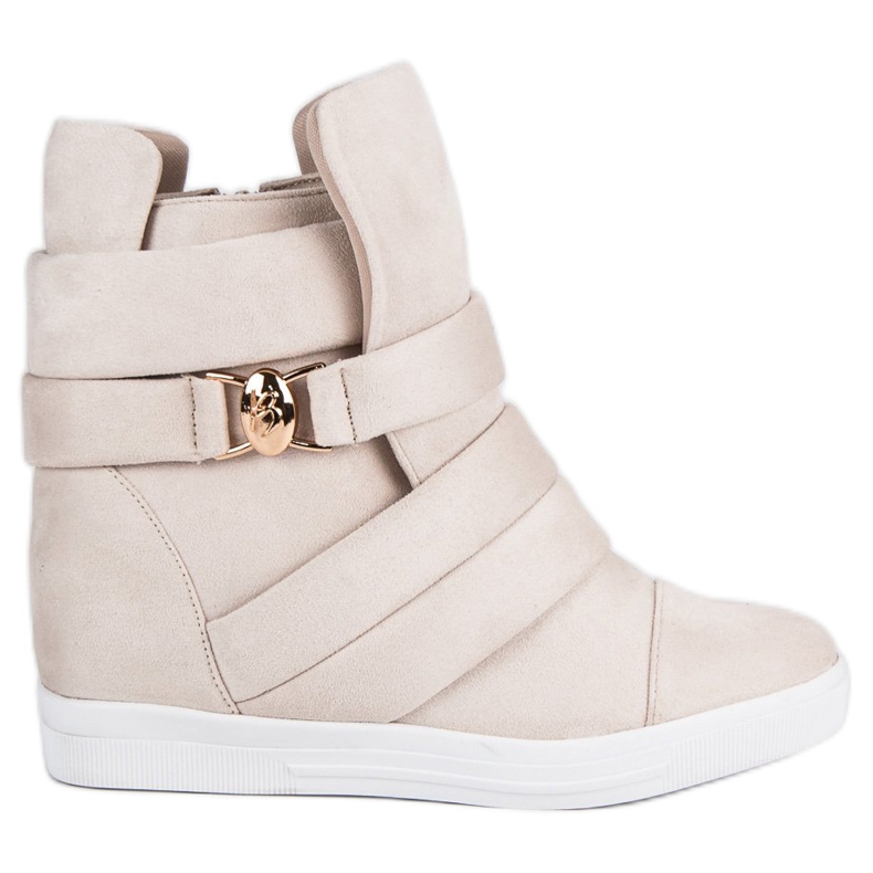 Beige Sneakers mit Keilabsatz