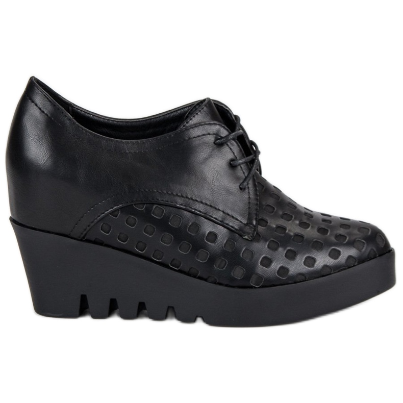 J. Star Durchbrochene Schuhe auf einem Keil schwarz