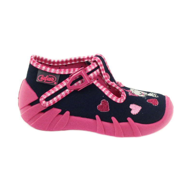 Befado Kinderschuhe 110p330 Hausschuhe navy blau rosa