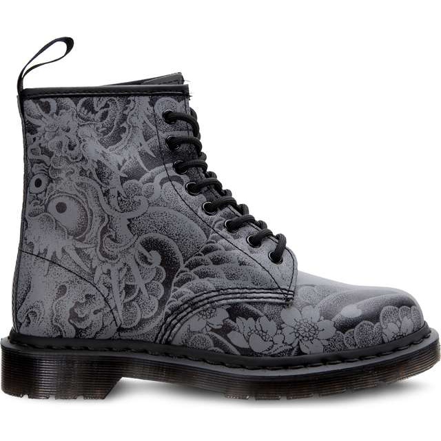 Dr. Martens 1460 Ot Schwarz Gunmetal Ot Tattoo Rückhand grau