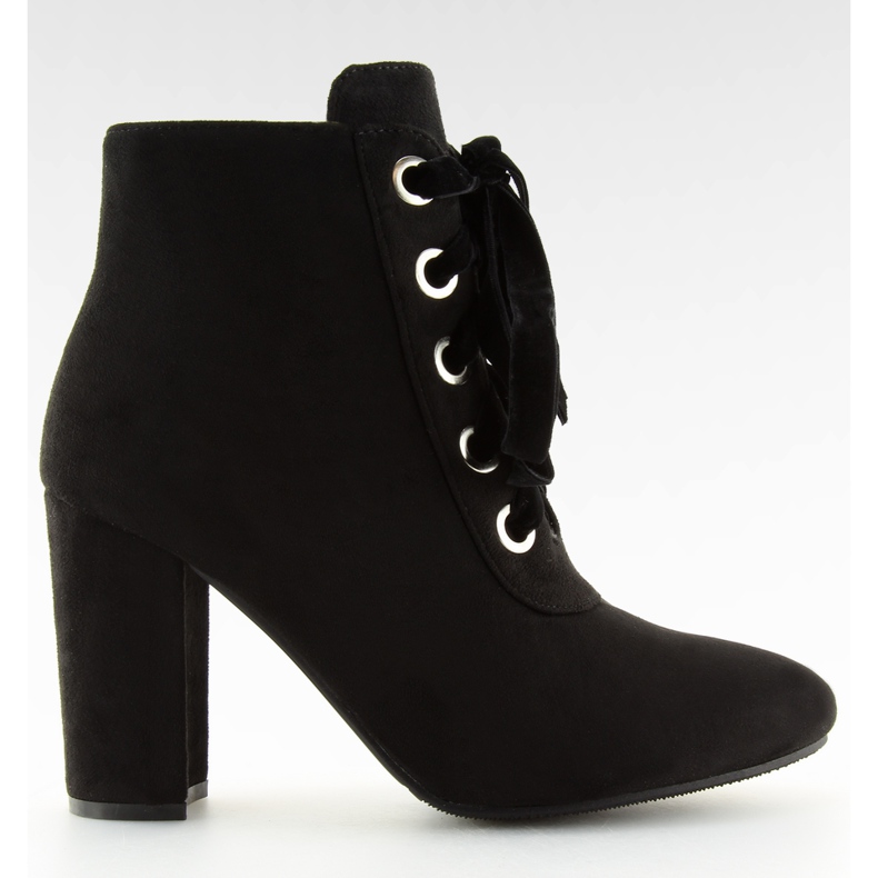 Schwarze Schnürboots mit High Heels ZH781