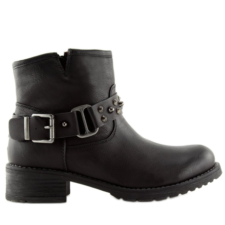 Schwarze Stiefel mit Nieten schwarz 810-PA Schwarz