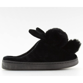 Schwarze Damen Hausschuhe schwarz DD90 schwarz