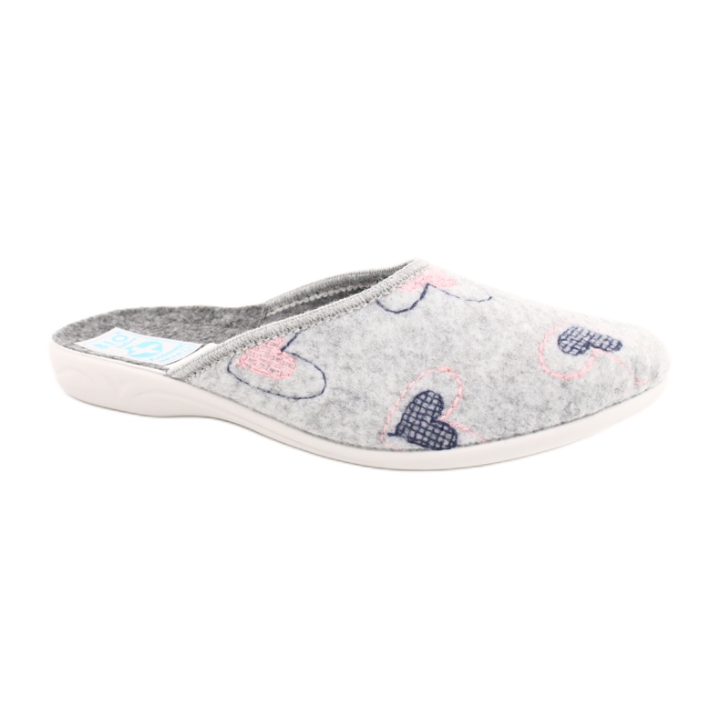 Graue Filzpantoffel Herzen Adanex 19255 grau rosa