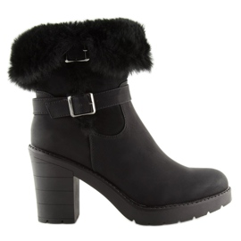 Schwarze Stiefeletten High Heels T119 Schwarz