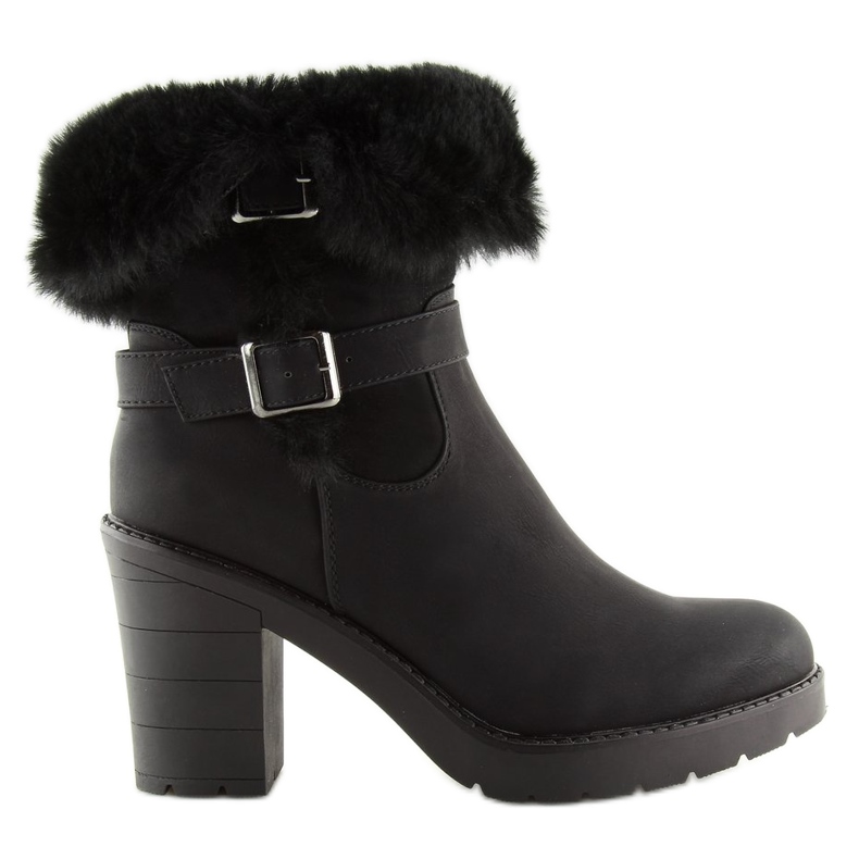 Schwarze Stiefeletten High Heels T119 Schwarz