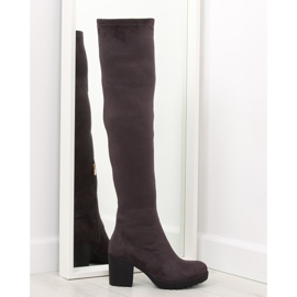 Overknee-Stiefel mit weiten Absätzen grau 520