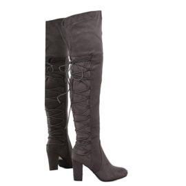 Grau Überstiefel High Heels B34H-HB Grau